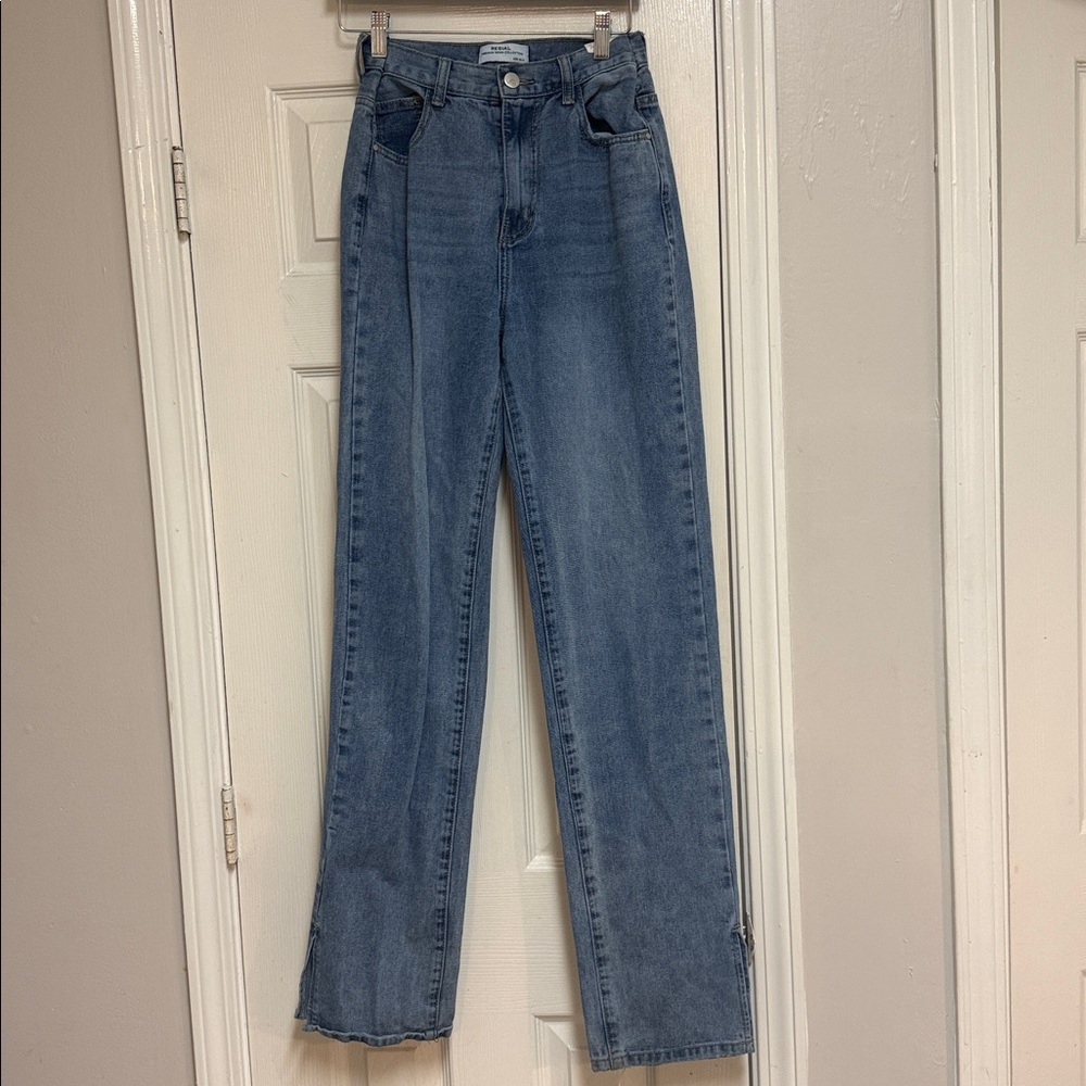 Redial Premium Denim Collection Bum Rips Parallel Jean In Tonal Light Wash View 6